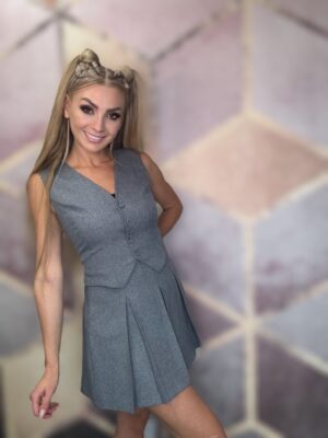 Kamizelka materiałowa suit szary - obrazek 3