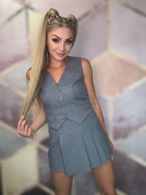 Kamizelka materiałowa suit szary - obrazek 2