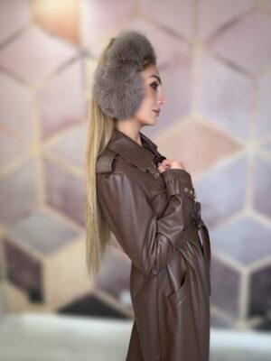 Nauszniki naturalne z lisa szare - obrazek 3