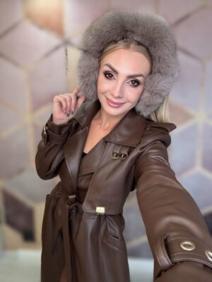 Nauszniki naturalne z lisa szare