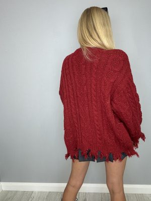 Bordowy kardigan ze zdobieniami *OSTATNIA SZTUKA* - obrazek 8