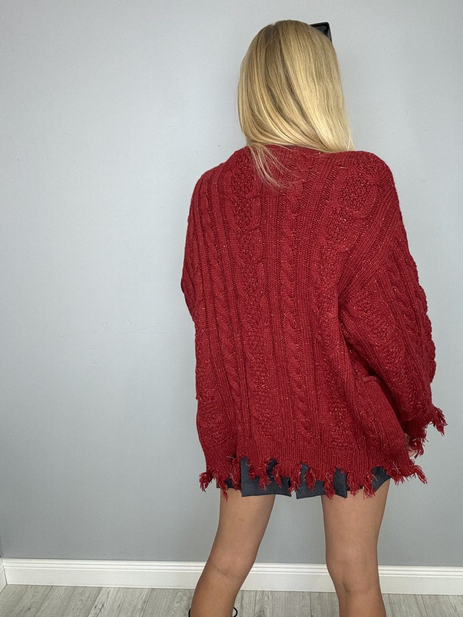 Bordowy kardigan ze zdobieniami *OSTATNIA SZTUKA* - obrazek 8