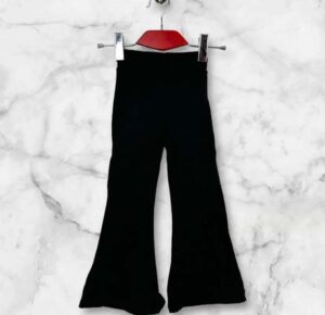 Spodnie dzwony falbanka prążkowany materiał - obrazek 2