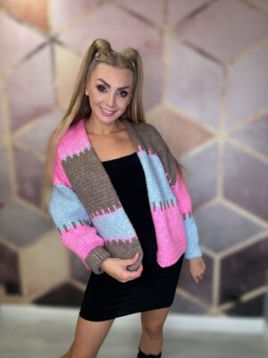 Kardigan trzykolorowy stonowany - obrazek 2