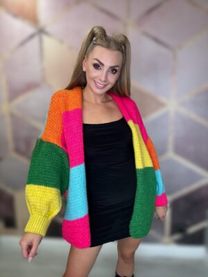 Kardigan trzy żywe kolory - obrazek 3