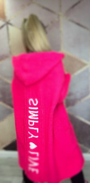 Kardigan z kapturem neon róż - obrazek 3