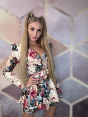 Kombinezon sukienka Excellence wzór kwiatowy