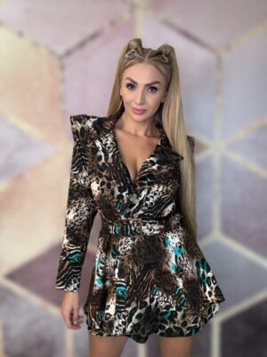 Kombinezon sukienka Excellence wzór zwierzęcy