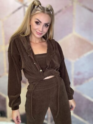 Komplet 3 częściowy czekoladowy a'la sztruks - obrazek 2