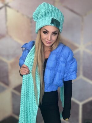 Komplet czapka + szal BASTET Miętowy - obrazek 5