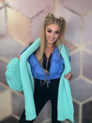 Komplet czapka + szal BASTET Miętowy - obrazek 13