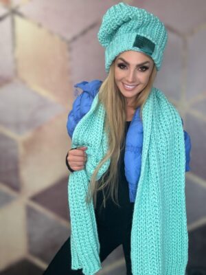 Komplet czapka + szal BASTET Miętowy - obrazek 8