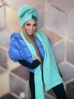 Komplet czapka + szal BASTET Miętowy - obrazek 10