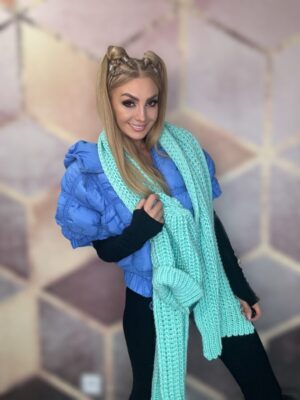 Komplet czapka + szal BASTET Miętowy - obrazek 11