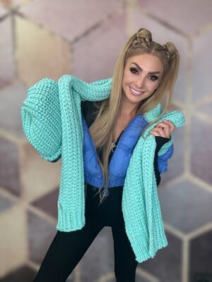 Komplet czapka + szal BASTET Miętowy - obrazek 12