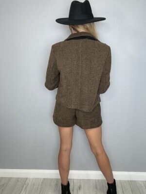 Komplet spodenki + marynarka brązowy w jodełkę - obrazek 6