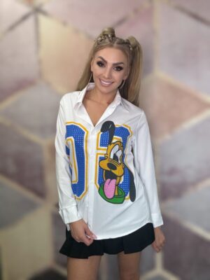 Koszula biała z naszywkami kolorowymi