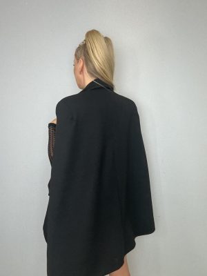 Marynarka a’la batman czarna z płaszczowego materiału La Milla - obrazek 5