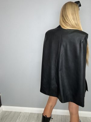 Marynarka a’la batman z ekoskóry La Milla czarna - obrazek 6