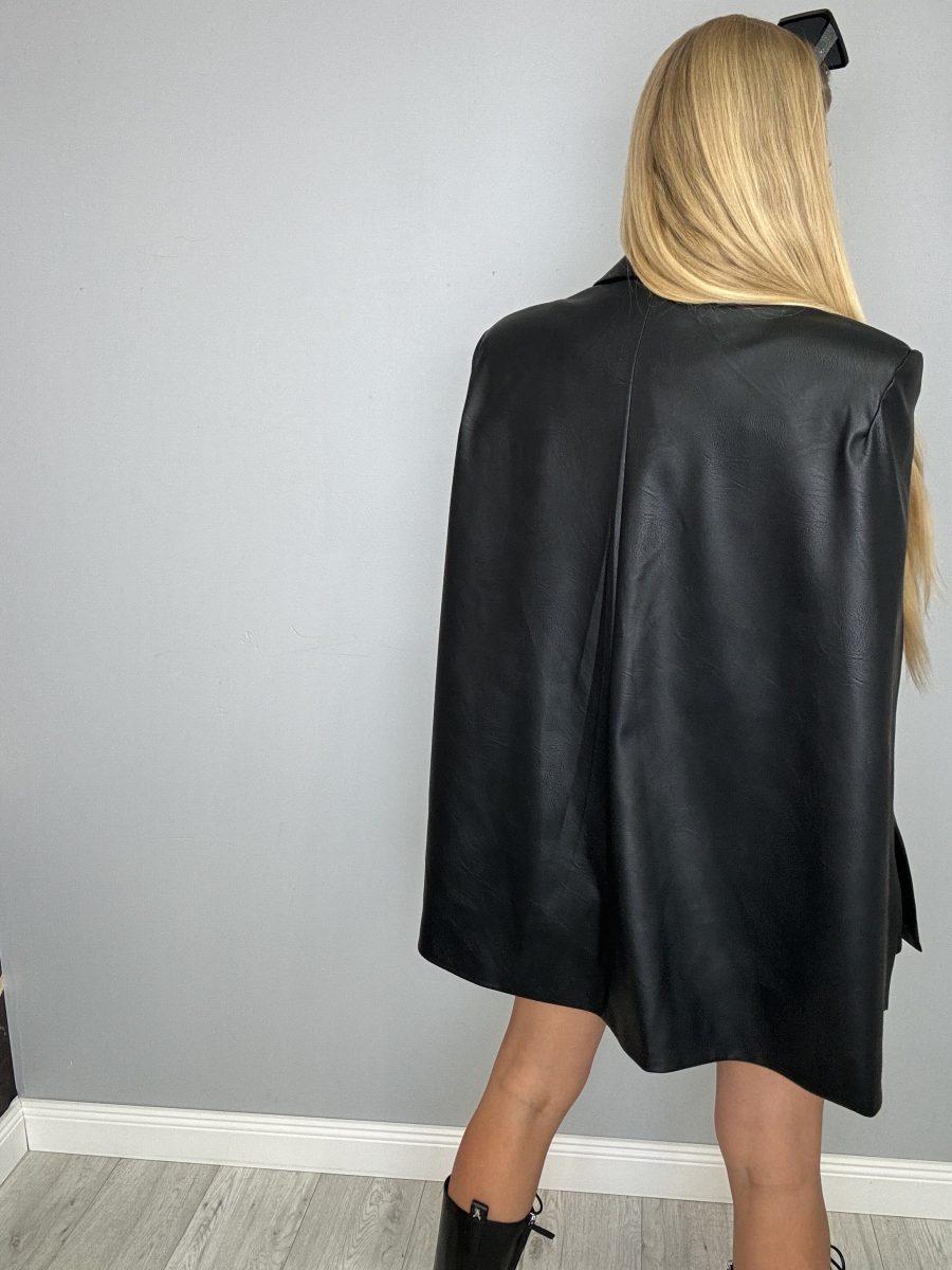 Marynarka a’la batman z ekoskóry La Milla czarna - obrazek 6