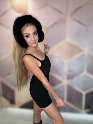 Nauszniki naturalne z lisa czarne - obrazek 3