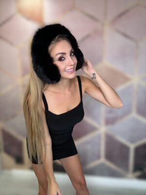 Nauszniki naturalne z lisa czarne