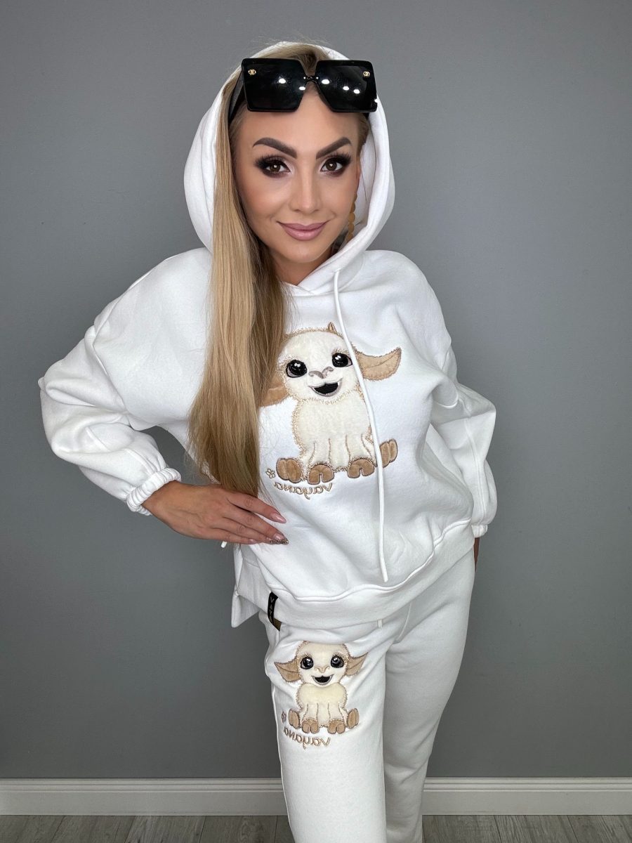 Ocieplony komplet dresowy biały VAYANA - obrazek 3