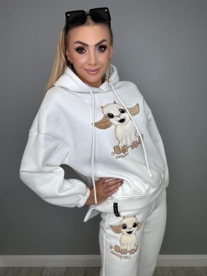 Ocieplony komplet dresowy biały VAYANA - obrazek 2