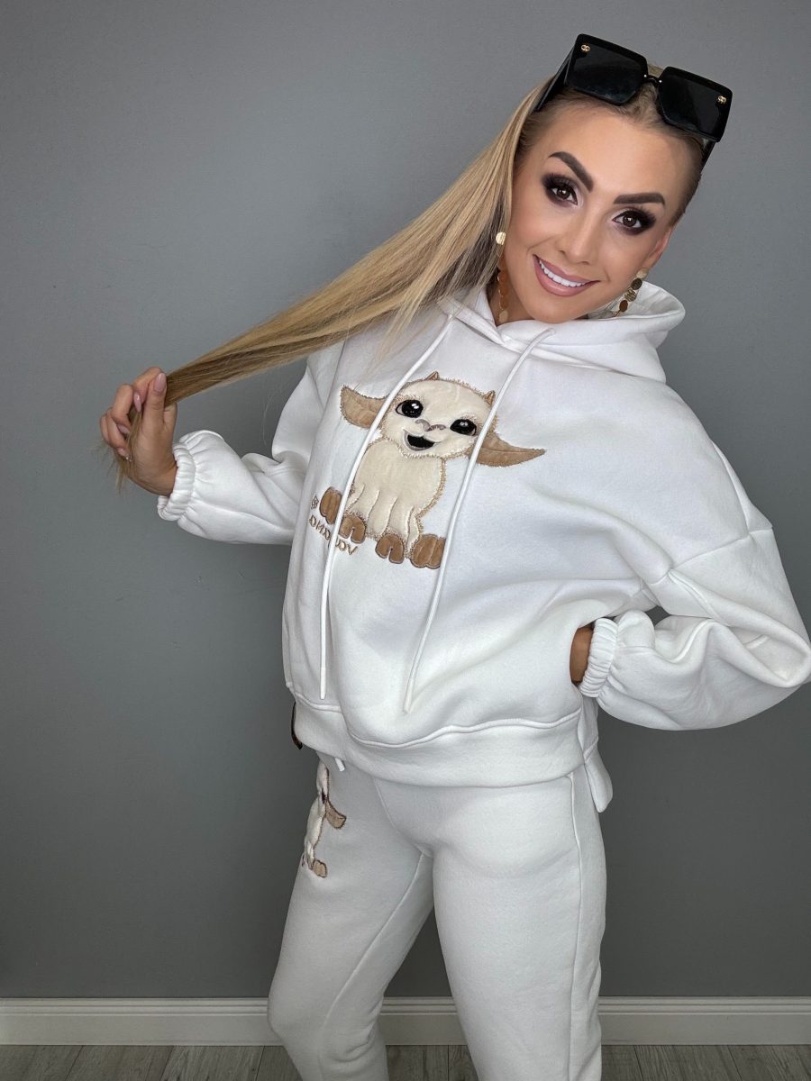 Ocieplony komplet dresowy biały VAYANA - obrazek 5