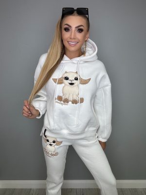 Ocieplony komplet dresowy biały VAYANA - obrazek 4