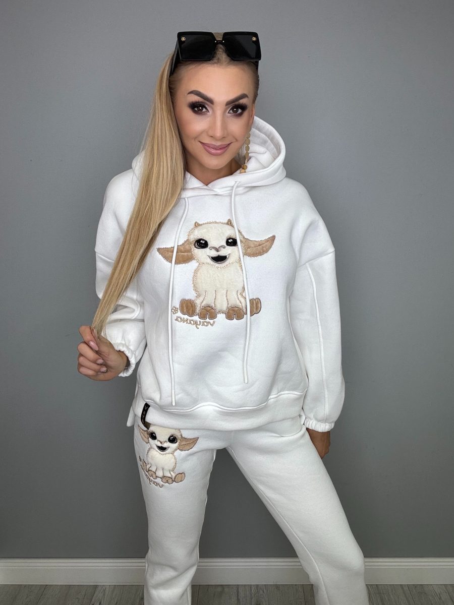 Piękna i Moda Ocieplony komplet dresowy biały VAYANA Ocieplony komplet dresowy biały VAYANA - obrazek 1