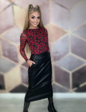 Spódnica eko skóra czarny - obrazek 2