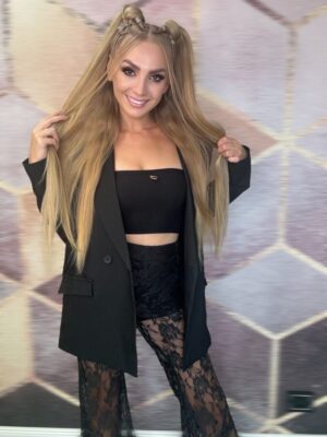 Spodnie dzwony koronkowe czarne LA MILLA - obrazek 5