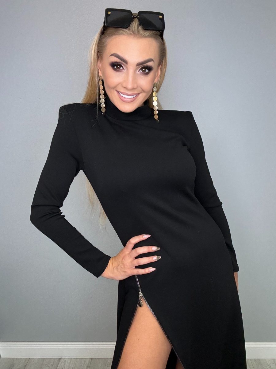 Sukienka maxi Zip czarna - obrazek 4