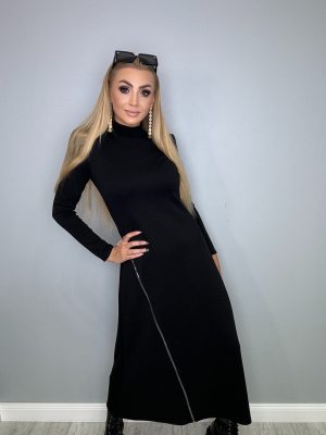 Sukienka maxi Zip czarna - obrazek 2