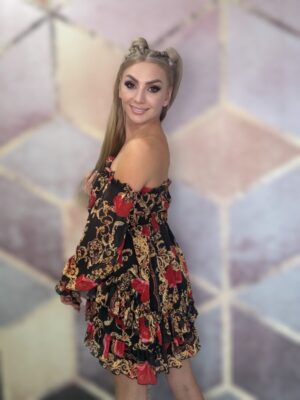 Zwiewna sukienka w eleganckim princie - obrazek 5