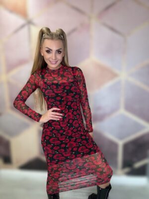 Siateczkowa sukienka w maki