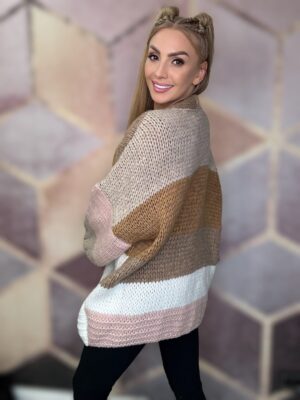 Kardigan oversize Chloe Latte-puder róż - obrazek 4