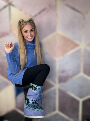 Swetr golf z przedłużanym tyłem niebieski - obrazek 4