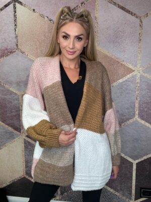 Kardigan oversize Chloe Latte-puder róż