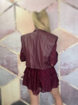 Koronkowe spódnico spodenki bordowe - obrazek 4