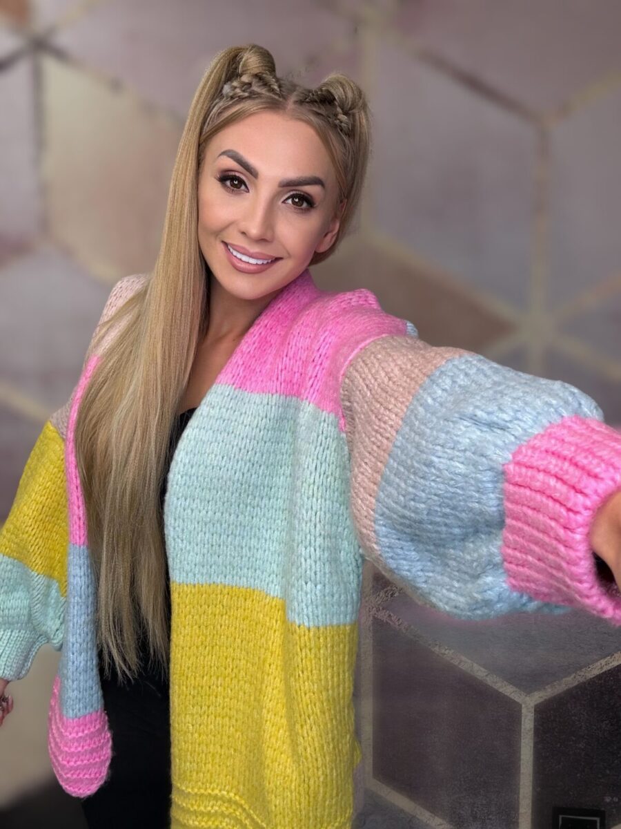 Kardigan oversize Chloe Baby róż-puder róż - obrazek 2