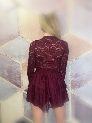 Koronkowa bluzka - siatka w kolorze bordowym - obrazek 3