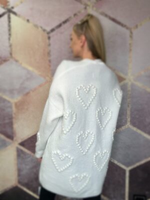 Kardigan w serduszka heart śmietanka - obrazek 5