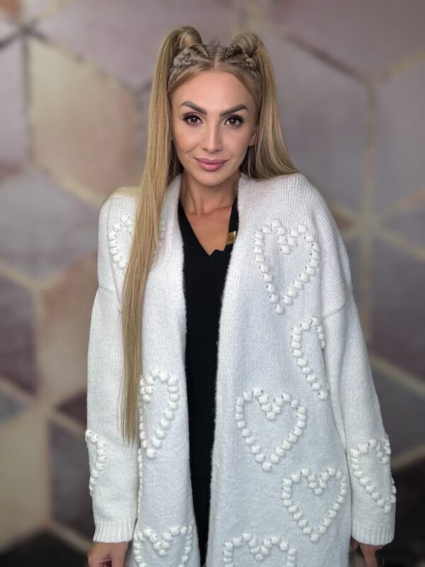 image00014-1.jpeg Kardigan w serduszka heart śmietanka - obrazek 1