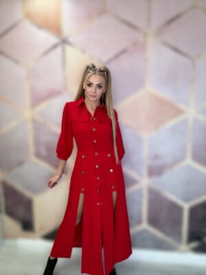 Unikatowa sukienka z wycięciami czerwona - obrazek 3