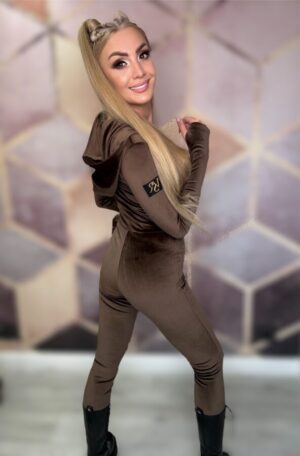 Kombinezon welurowy czekolada VASARI - obrazek 3