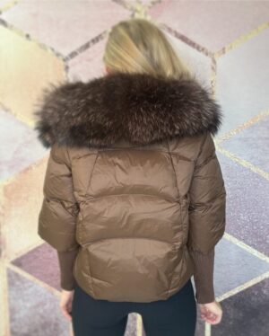 Kurtka z naturalnym futrem czekolada - obrazek 4