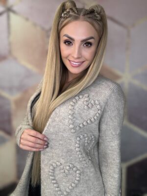 Kardigan w serduszka heart beż - obrazek 6