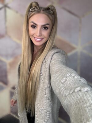 Kardigan w serduszka heart beż - obrazek 4